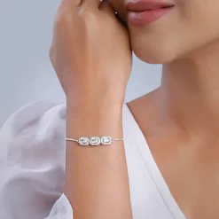 Silver Triple Zircon Bracelet