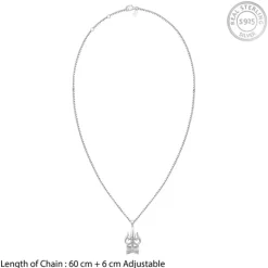 Silver Trishul And Damru Pendant With Box Chain For Him