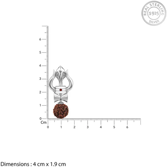 Silver Trishul Rudraksha Pendant With Box Chain For Him