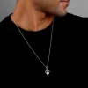 Silver Trishula Pendant with Box Chain For Him