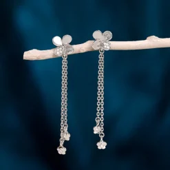 Silver Twilight Petals Earrings