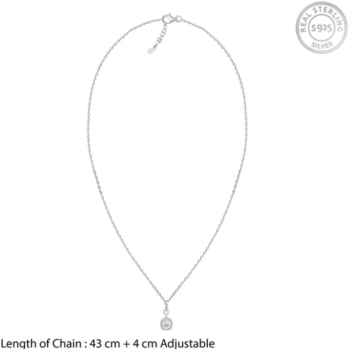 Silver Twilight Solitaire Pendant With Link Chain