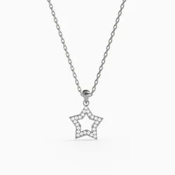 Silver Twinkle Star Pendant with Link Chain