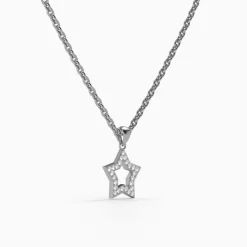 Silver Twinkle Star Pendant with Link Chain