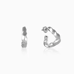 Silver Twisted Story Hoop Earrings