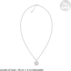 Silver Twofold Solitaire Pendant With Link Chain