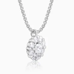 Silver Twofold Solitaire Pendant With Link Chain