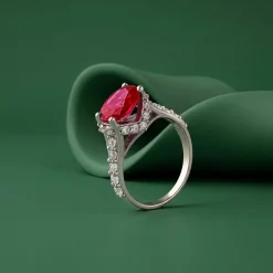 Silver Valentina Crimson Oval Ring (Size 12)