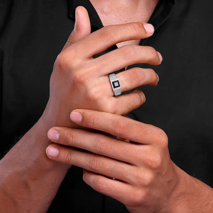 Silver Versatile Square Ring For Him