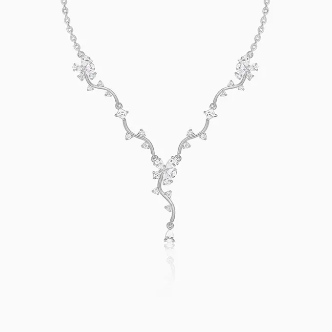 Silver Vine Crystal Necklace