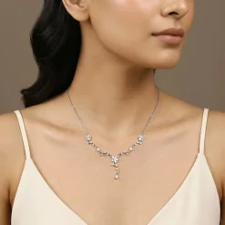 Silver Vine Crystal Necklace