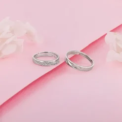 Silver Vintage Couple Band