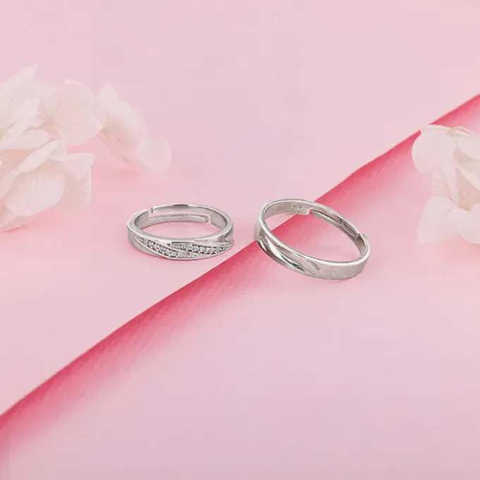 Silver Vintage Couple Band