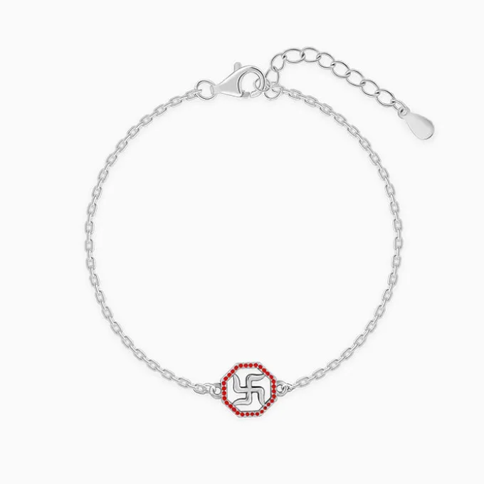 Silver Vintage Swastik Bracelet Rakhi