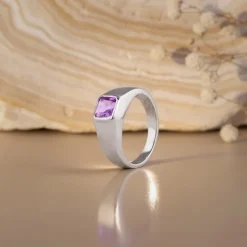 Silver Violet Edge Ring For Him
