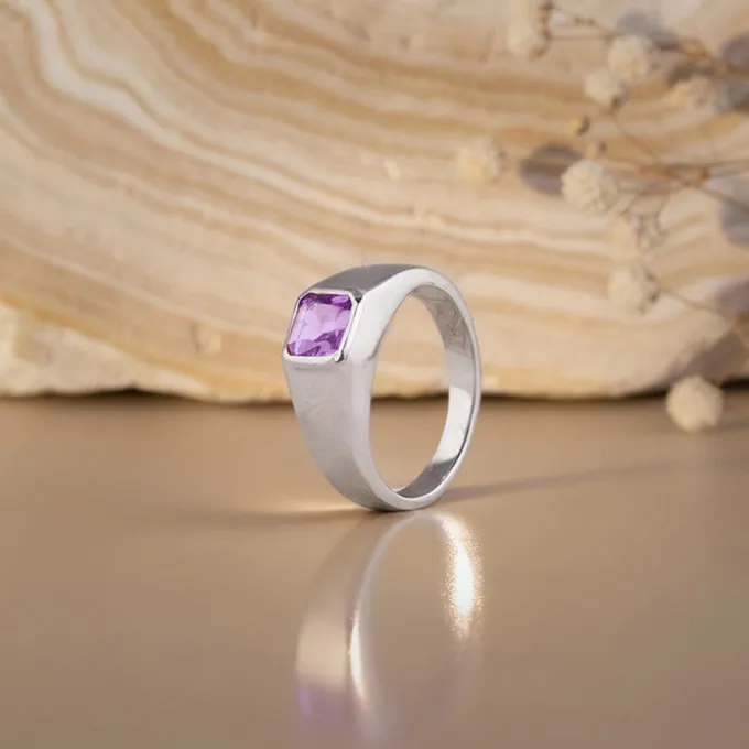 Silver Violet Edge Ring For Him