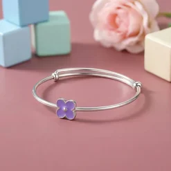 Silver Violet Wink Kids Bangle Bracelet