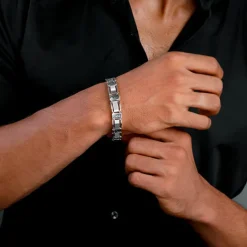 Silver Wave Bracelet For Him