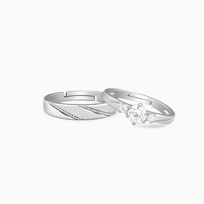 Silver We Are Together Couple Rings
