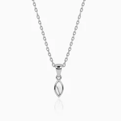 Silver White Howalite Pendant With Link Chain