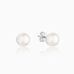 Silver White Pearl Earrings
