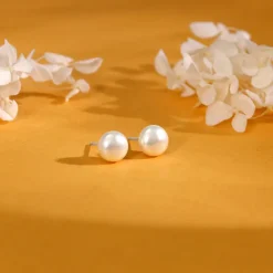 Silver White Pearl Earrings