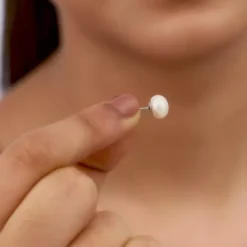 Silver White Pearl Earrings