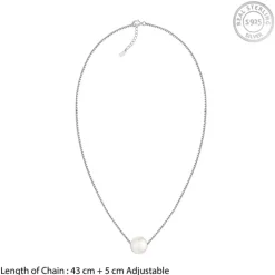 Silver White Pearl Moon Necklace