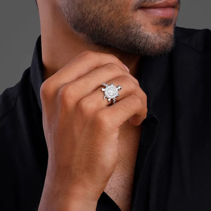 Silver Wise Tortoise Ring For Him