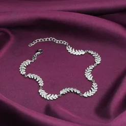 Silver Woven Leaf Bracelet