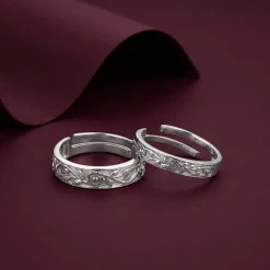 Silver Woven Promise Couple Rings