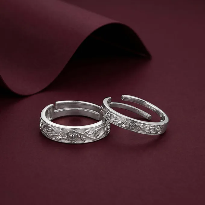 Silver Woven Promise Couple Rings