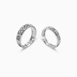 Silver Woven Promise Couple Rings