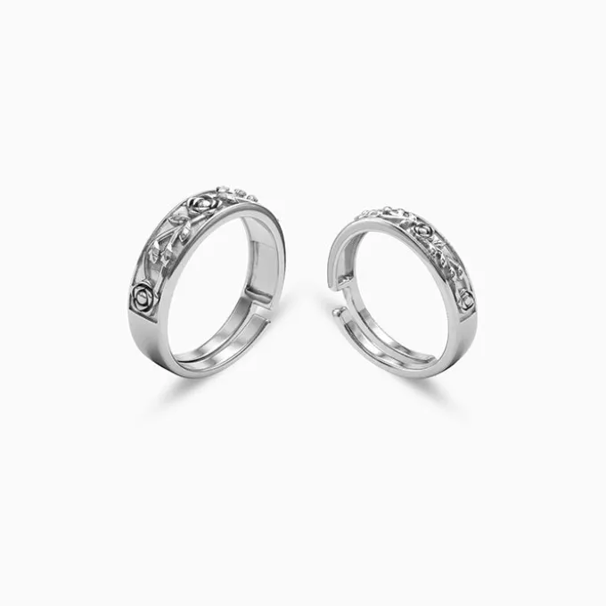 Silver Woven Promise Couple Rings
