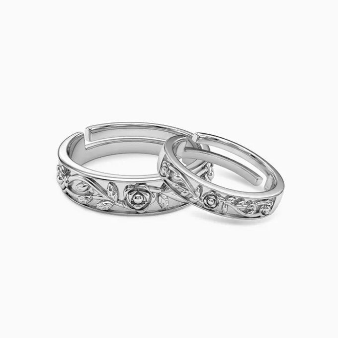 Silver Woven Promise Couple Rings