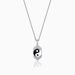 Silver Yin Yang Pendant With Link Chain For Him