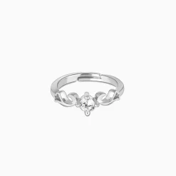 Silver Zircon Beachy Waves Ring