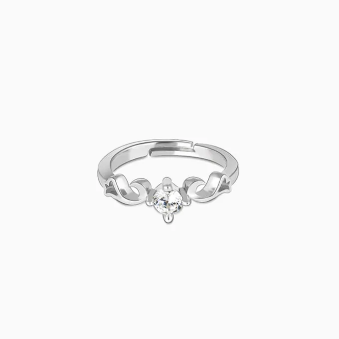 Silver Zircon Beachy Waves Ring