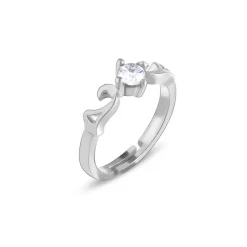 Silver Zircon Beachy Waves Ring