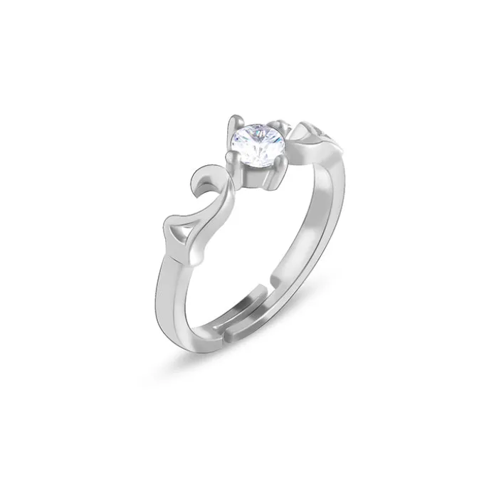 Silver Zircon Beachy Waves Ring