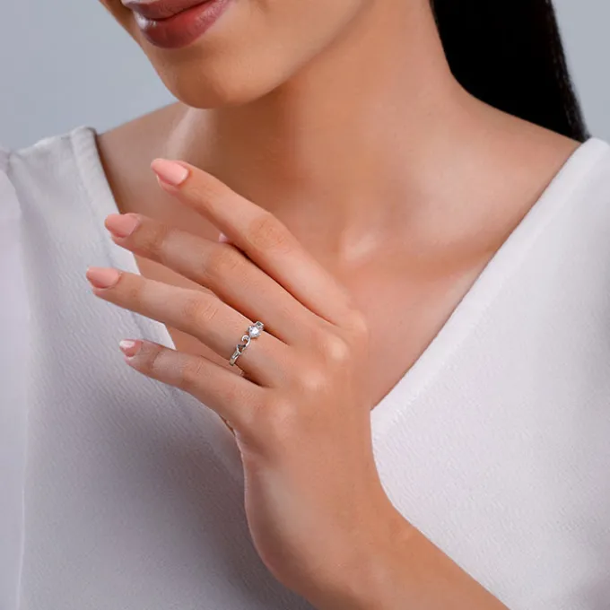 Silver Zircon Beachy Waves Ring