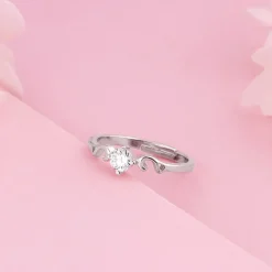 Silver Zircon Beachy Waves Ring
