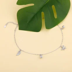 Silver Zircon Charm Anklet