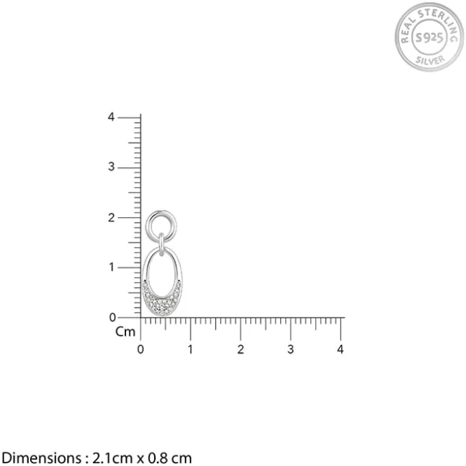 Silver Zircon Crescent Oval Earrings