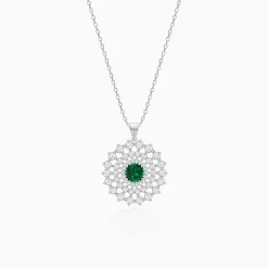 Silver Zircon Emerald Sunshine Pendant