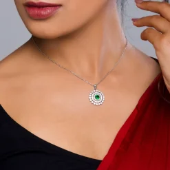 Silver Zircon Emerald Sunshine Pendant
