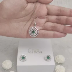 Silver Zircon Emerald Sunshine Set