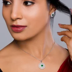 Silver Zircon Emerald Sunshine Set