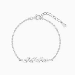 Silver Zircon Ferns Bracelet