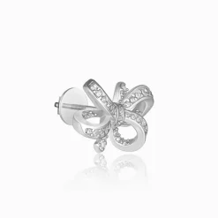 Silver Zircon Floral Knot Earrings